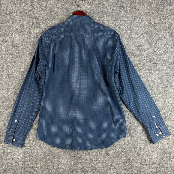 Banana Republic Shirt Mens Medium Grant Fit Custom Wash Blue White Polka Dot - Picture 7 of 8